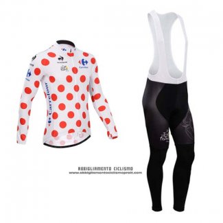 2014 Abbigliamento Ciclismo Tour de France Bianco e Rosso Manica Lunga e Salopette